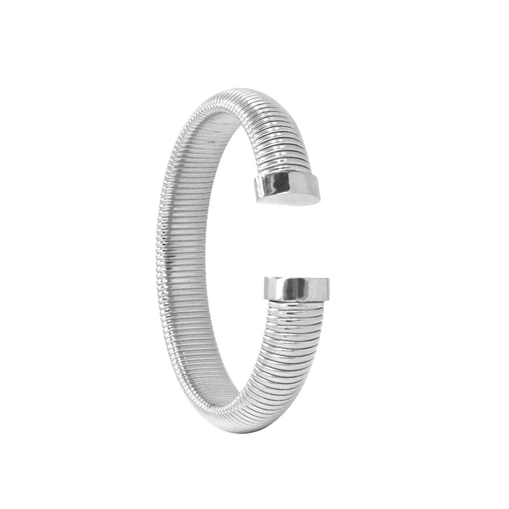 Wholesale Fashionable C-shaped Titanium Steel 18K Gold Open Bracelet